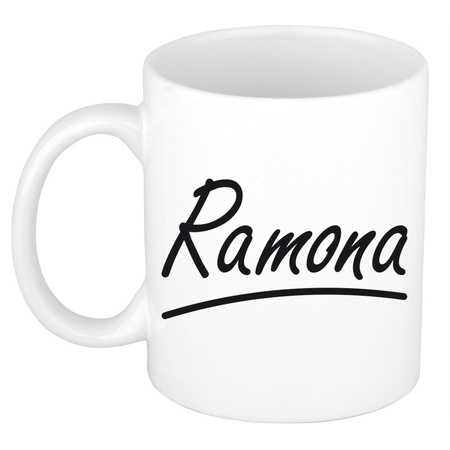 Name mug Ramona with elegant letters 300 ml