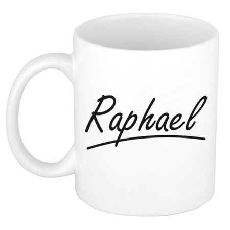 Naam cadeau mok / beker Raphael met sierlijke letters 300 ml