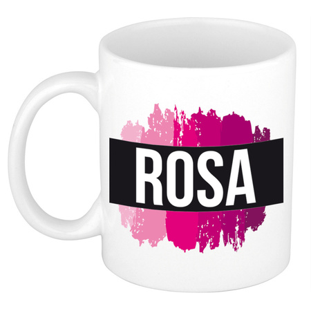 Name mug Rosa  with pink paint marks  300 ml