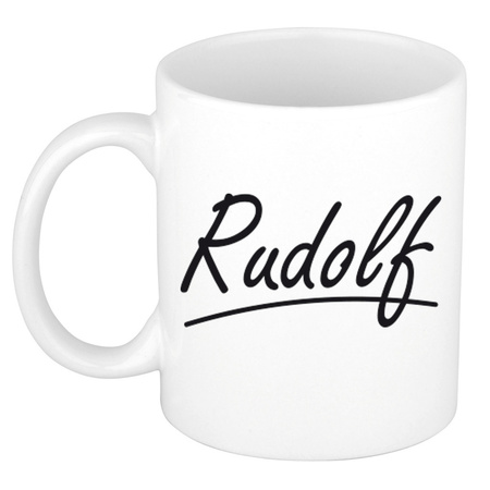 Name mug Rudolf with elegant letters 300 ml
