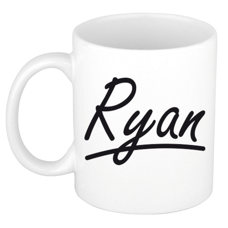 Naam cadeau mok / beker Ryan met sierlijke letters 300 ml