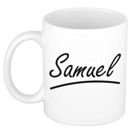Naam cadeau mok / beker Samuel met sierlijke letters 300 ml