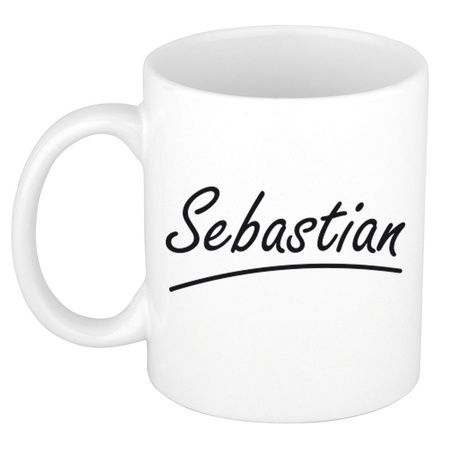 Naam cadeau mok / beker Sebastian met sierlijke letters 300 ml