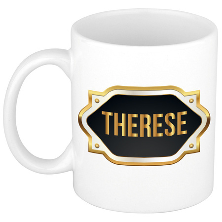 Name mug Therese with golden emblem 300 ml