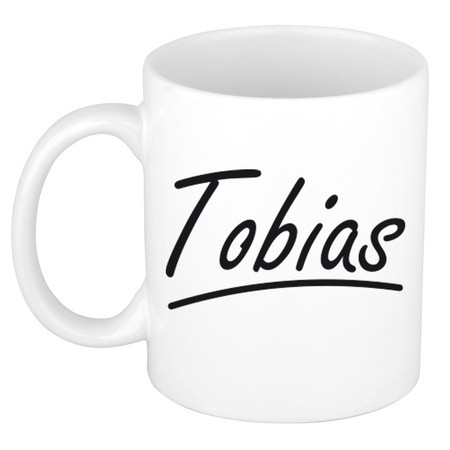 Naam cadeau mok / beker Tobias met sierlijke letters 300 ml
