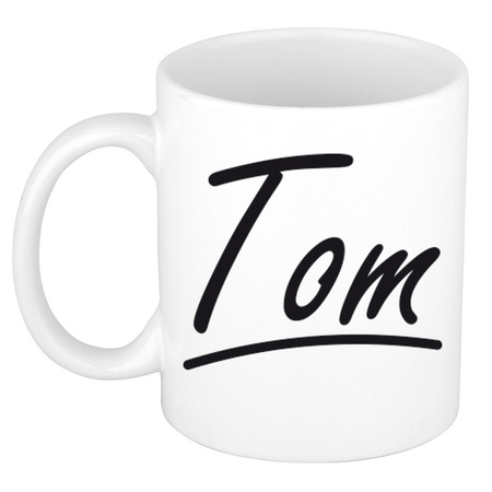 Naam cadeau mok / beker Tom met sierlijke letters 300 ml