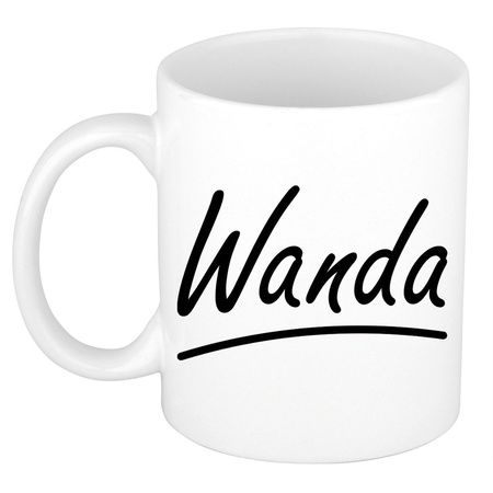 Naam cadeau mok / beker Wanda met sierlijke letters 300 ml