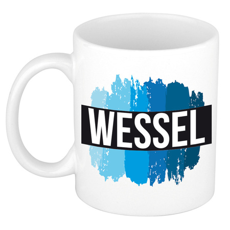 Name mug Wessel with blue paint marks  300 ml