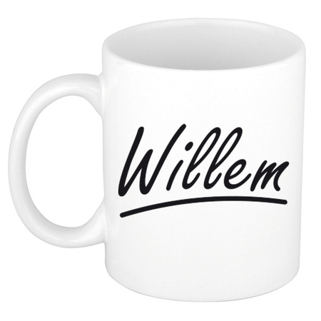 Naam cadeau mok / beker Willem met sierlijke letters 300 ml