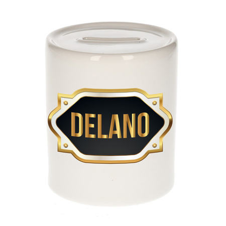 Name money box Delano with golden emblem