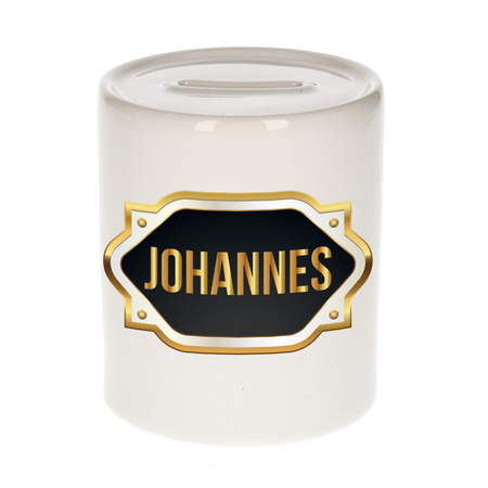Name money box Johannes with golden emblem