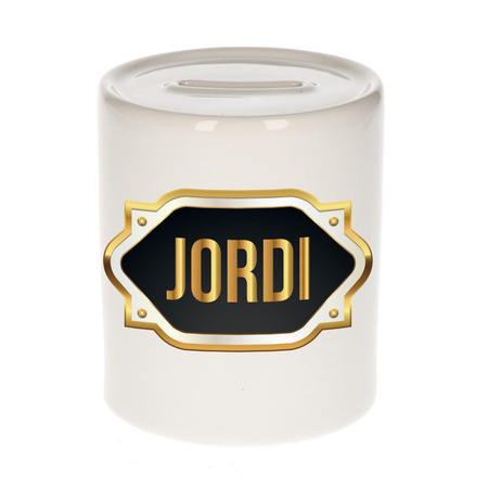 Name money box Jordi with golden emblem