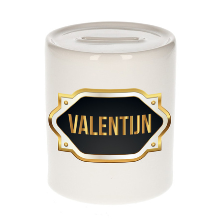 Name money box Valentijn with golden emblem