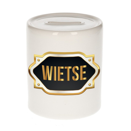 Name money box Wietse with golden emblem