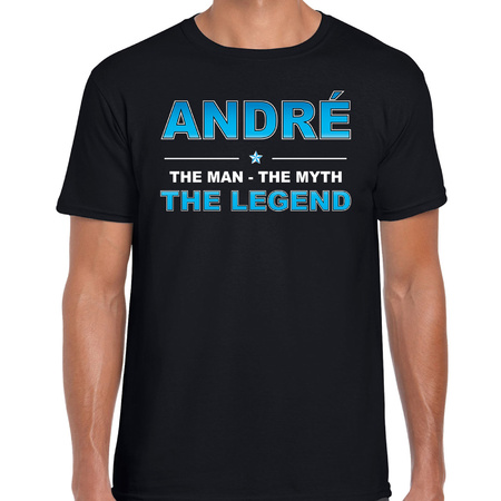 Naam cadeau t-shirt Andre - the legend zwart voor heren