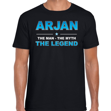 Naam cadeau t-shirt Arjan - the legend zwart voor heren