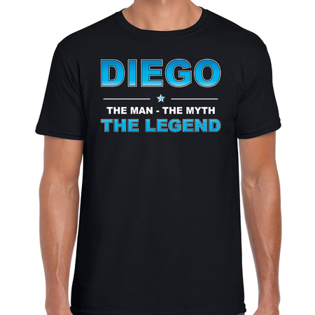 Naam cadeau t-shirt Diego - the legend zwart voor heren