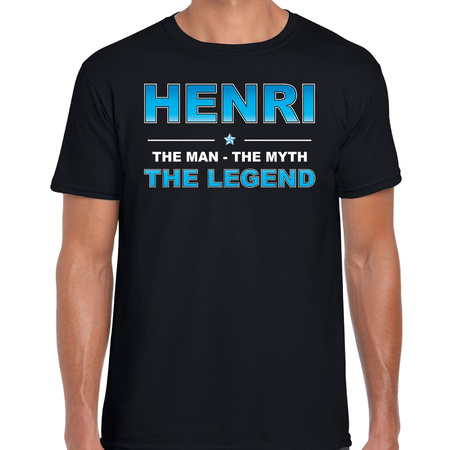Naam cadeau t-shirt Henri - the legend zwart voor heren