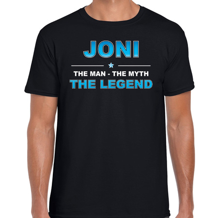 Naam cadeau t-shirt Joni - the legend zwart voor heren