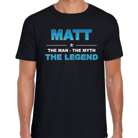 Naam cadeau t-shirt Matt - the legend zwart voor heren