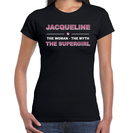 Naam cadeau t-shirt / shirt Jacqueline - the supergirl zwart voor dames