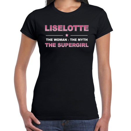 Naam cadeau t-shirt / shirt Liselotte - the supergirl zwart voor dames