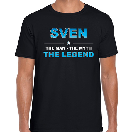 Naam cadeau t-shirt Sven - the legend zwart voor heren