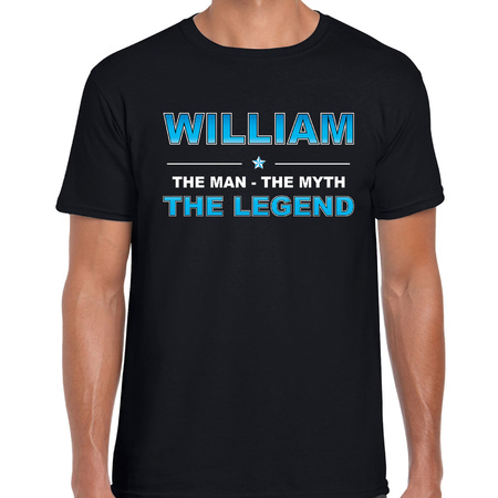 Naam cadeau t-shirt William - the legend zwart voor heren