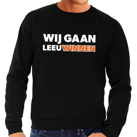 Holland supporter sweater Wij gaan LeeuWinnen black for men