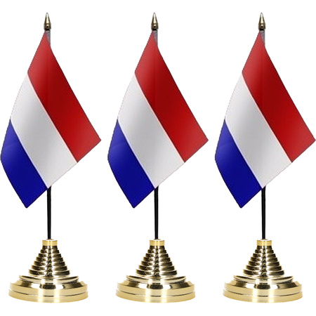Nederland tafelvlaggetje - 6x - 10 x 15 cm - met standaard - polyester stof