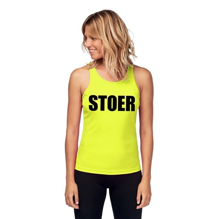 Neon geel sport shirt/ singlet Stoer dames