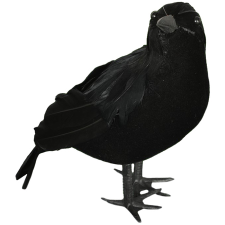 Nep kraai/raaf 25 cm - zwart - Halloween horror/griezel thema decoratie dieren