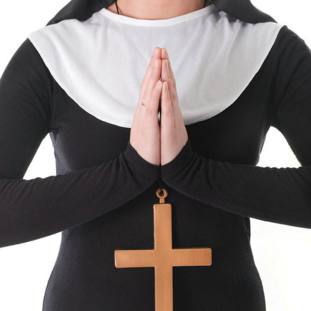 Nonnen verkleed set - 2-delig - zwart/wit - polyester - volwassenen - Carnaval accessoires