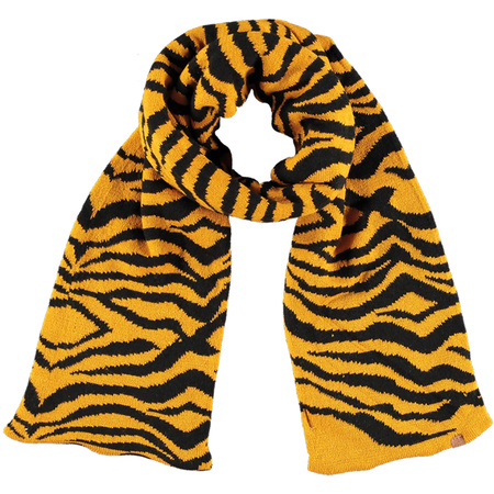 Okergele/zwarte tijger/zebra strepen patroon sjaal/shawl voor meisjes