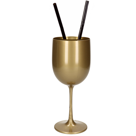 Onbreekbaar wijnglas goud kunststof 48 cl/480 ml