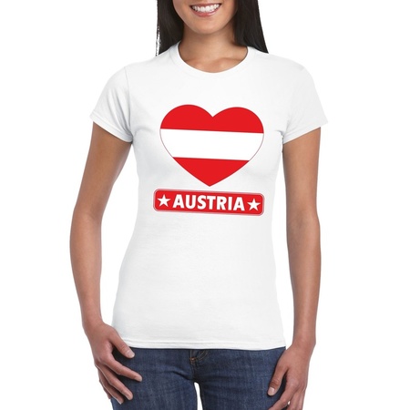 Austria heart flag t-shirt white women