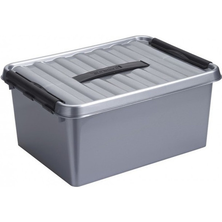 Storage box/storage box 15 liters 40 cm silver/black