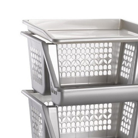 Storage crates/cabinets/organizers - 3 compartments/layers - silver - 39 x 32 x 62 cm
