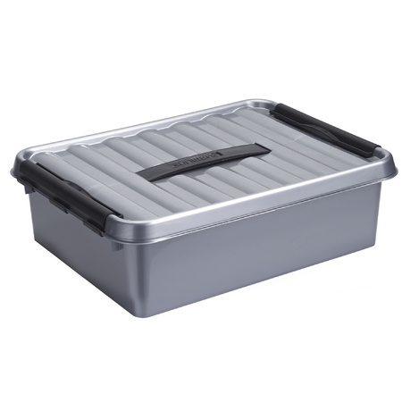 Storage boxes set 2x in size 10 and 25 liter plastic grey with lid