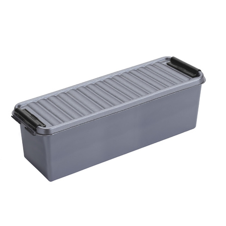 Storage boxes 1,3 liters 27 x 8,4 x 9 cm plastic metallic/black