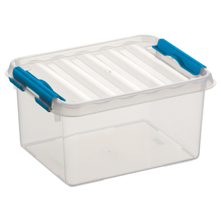 Opbergboxen/opbergdozen 2 liter kunststof transparant/blauw