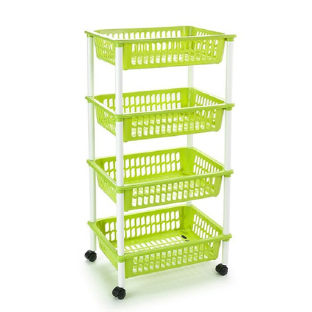 Opberger/organiser trolley/roltafel met 4 manden 85 cm groen
