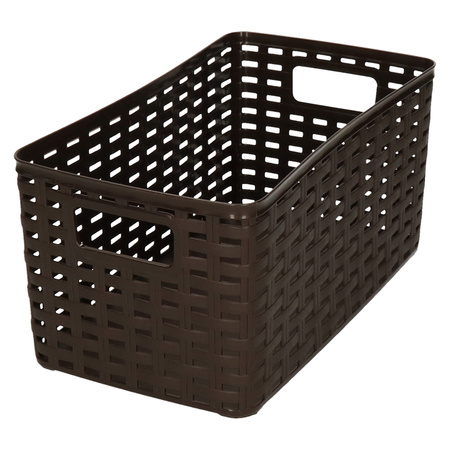 Set of 8x darkbrown plastic storage baskets