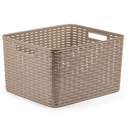 Set of 5x taupe plastic storage baskets