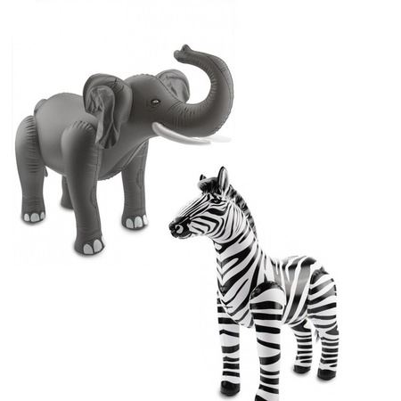 Opblaasbare dierenset olifant en zebra