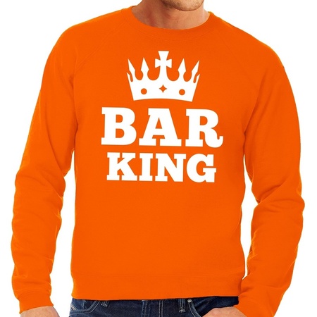 Oranje Bar King met kroontje sweater heren