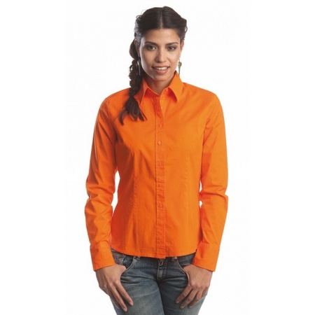 Oranje dames overhemd met lange mouwen