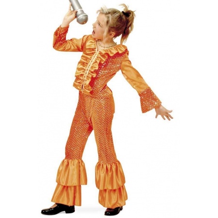 Oranje disco verkleed kostuum meisjes