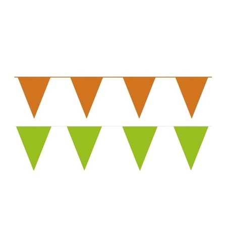 Oranje/Groene feest punt vlaggetjes pakket 60 meter