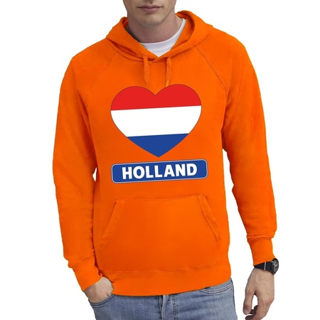 Oranje Holland hart vlag hoodie heren 